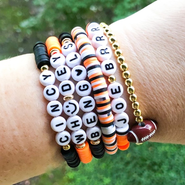 Bengals Inspired Bracelets / Bengals Bracelets /Who Dey Bracelets / Cincinnati Bracelets / Bengals Bracelet Set / Football Bracelets