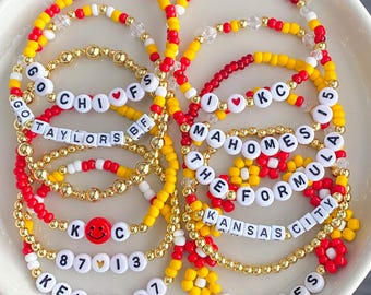 Kansas City Inspired Bracelets KC Kansas City Chiefs / Chiefs Bracelets / Football Bracelets / Kansas City Football Bracelets Chiefs Jewelry