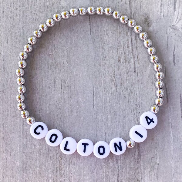 Name and Number Bracelet / Sports Bracelet / Silver Number Bracelet / Gold Number Bracelet / Jersey Name and Number / Jersey Bracelet