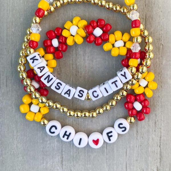 Kansas City Inspired Bracelets / Kansas City Chiefs / Chiefs Bracelets / Football Bracelets / Kansas City Football Bracelets Chiefs Jewelry