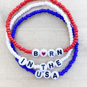 Born in the USA Bracelet / USA Bracelet / Red White and Blue Bracelet / Patriotic Bracelet / Military Bracelet America Bracelet Springsteen image 2
