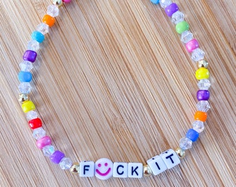 F*ck It Bracelet / F*ck Off Bracelet / F*ck Beaded Bracelet / Don’t Care Bracelet / Surrender Bracelet / Wtf Bracelet / Rainbow Bracelet