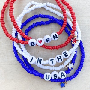 Born in the USA Bracelet / USA Bracelet / Red White and Blue Bracelet / Patriotic Bracelet / Military Bracelet America Bracelet Springsteen image 1