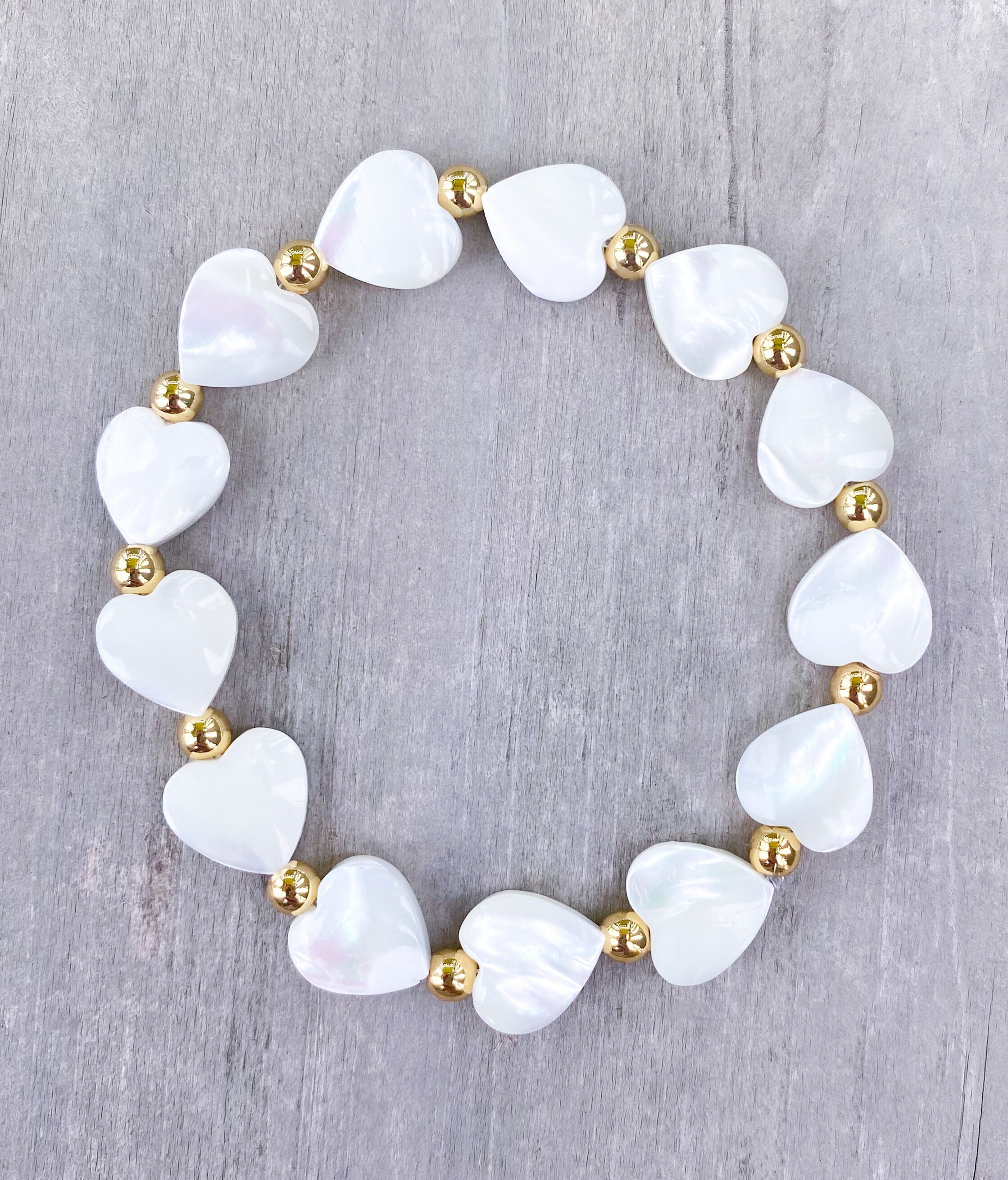 Natural White Shell Heart Bracelet / White Heart Bracelet