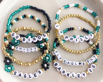 Philadelphia Football Bracelets Philadelphia Inspired Eagles Bracelets I Love Philly Football Bracelets Football Jewelry Philadelphia 18k
