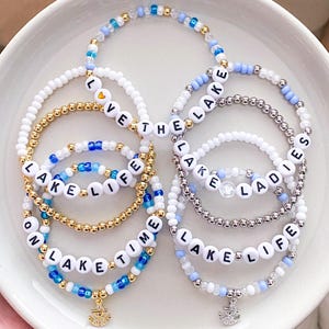 Lake Life Bracelet Blue Lake Bracelet Anchor Bracelet Anchor Charm Bracelet I Love the Lake Lake House Decor Beaded Bracelets On Lake Time