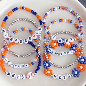 New York Baseball Bracelets / Mets Inspired Bracelets / Mets Baseball / New York Mets Bracelets / New York Bracelets / Navy and Orange