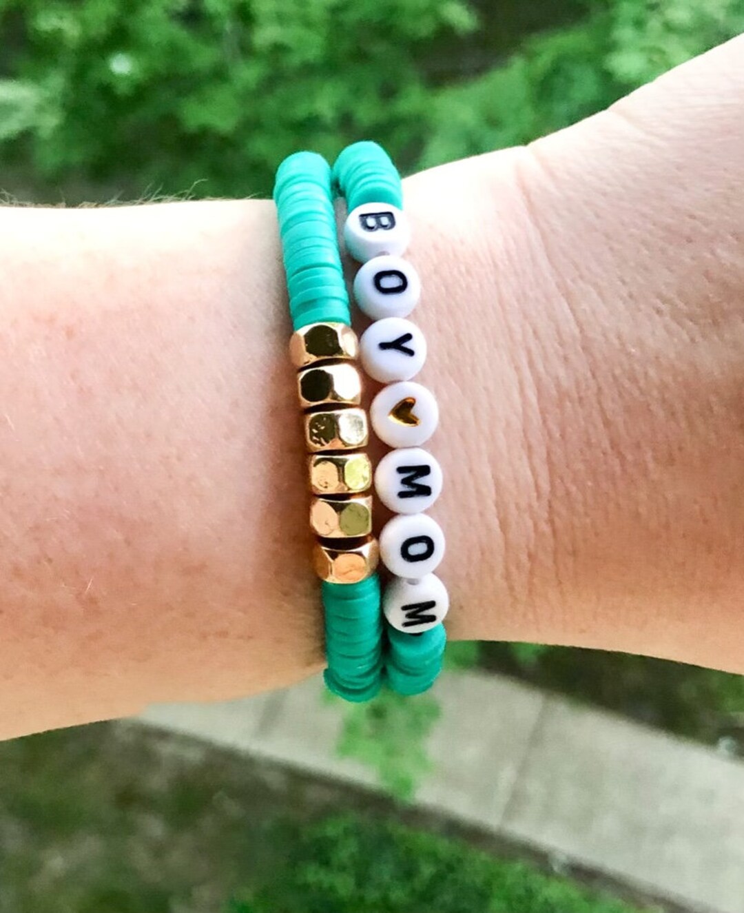 Boy Mom Bracelet / Stacked Bracelets / Beaded Bracelets / Etsy