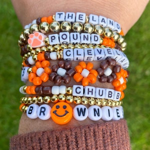 Browns Inspired Bracelets / Cleveland Bracelets / Go Browns Bracelets / Cleveland Football Bracelets / Browns Flower Bracelet / Cleveland