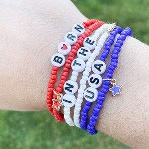 Born in the USA Bracelet / USA Bracelet / Red White and Blue Bracelet / Patriotic Bracelet / Military Bracelet America Bracelet Springsteen image 4