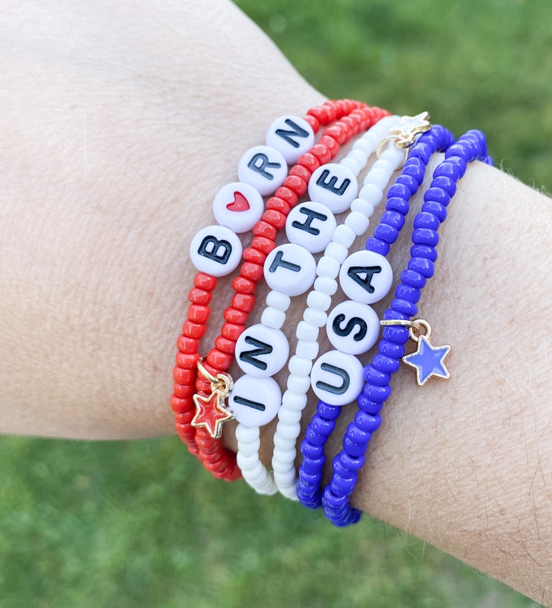 Born in the USA Bracelet / USA Bracelet / Red White and Blue Bracelet / Patriotic Bracelet / Military Bracelet America Bracelet Springsteen image 4