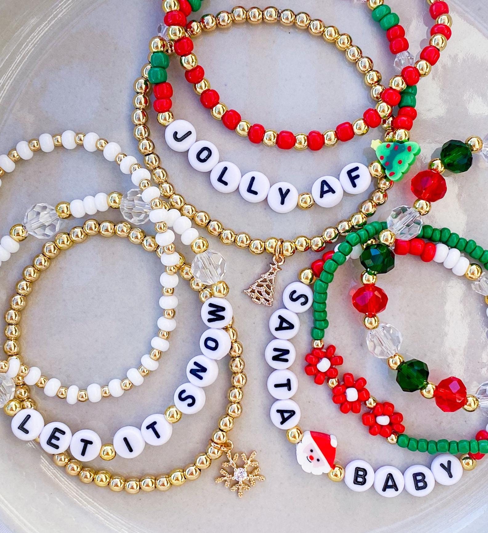 Christmas Bracelets Christmas Charm Bracelets / Holiday Bracelets / Santa Bracelet Christmas Tree Bracelet / Reindeer Bracelet Jolly AF