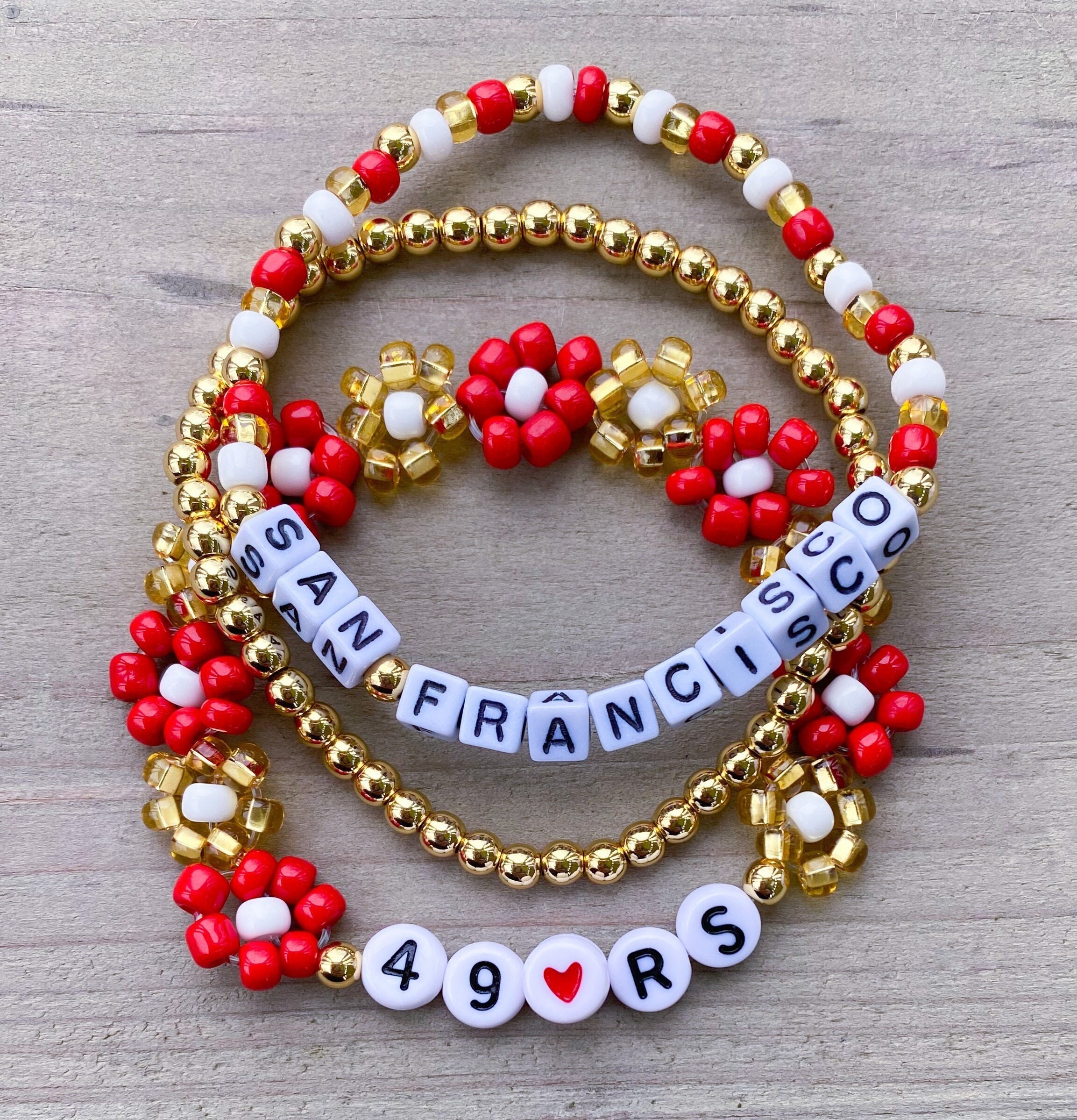 San Francisco Inspired Bracelets / San Francisco 49ers / 49ers Bracelets / Football Bracelets / San Francisco Football SF Bracelets Jewelry