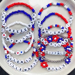 Bills Inspired Bracelets / Buffalo Bracelets / Bills Bracelets / Buffalo Football Bracelets / Football Beaded Bracelets Go Bills Lets Freeze
