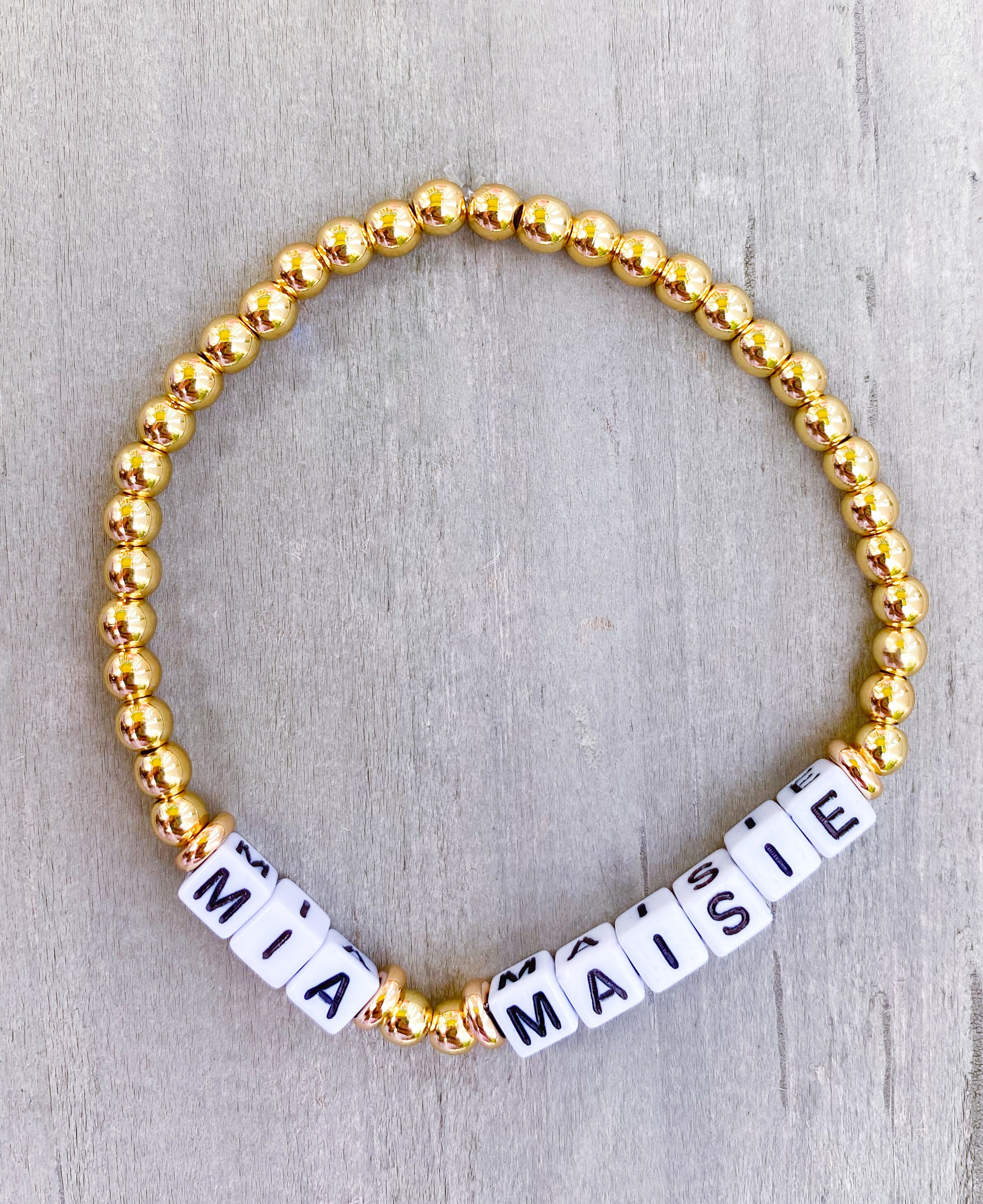 Double Name Bracelet / 2 Kid Name Bracelet / Gold Name Etsy