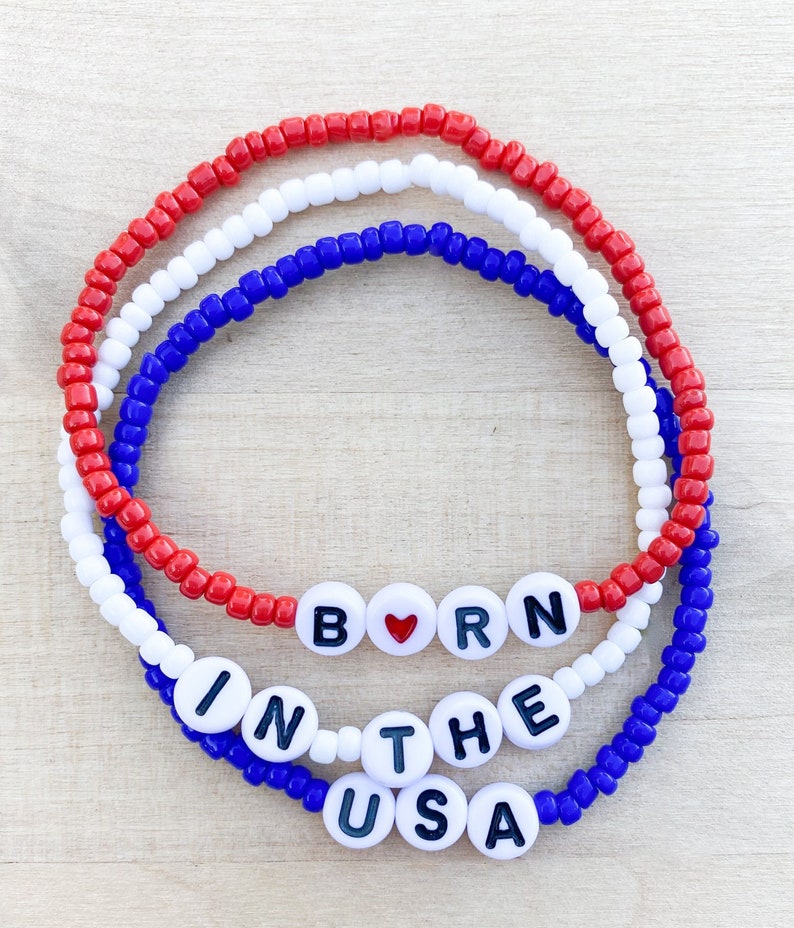 Born in the USA Bracelet / USA Bracelet / Red White and Blue Bracelet / Patriotic Bracelet / Military Bracelet America Bracelet Springsteen image 2