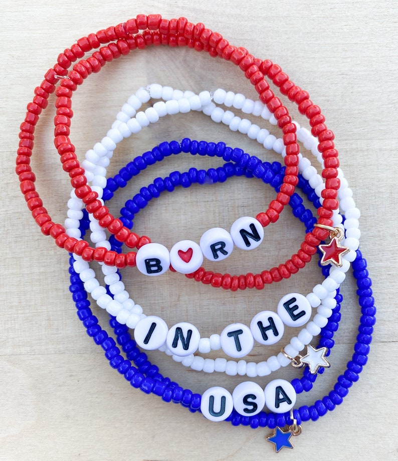 Born in the USA Bracelet / USA Bracelet / Red White and Blue Bracelet / Patriotic Bracelet / Military Bracelet America Bracelet Springsteen image 1