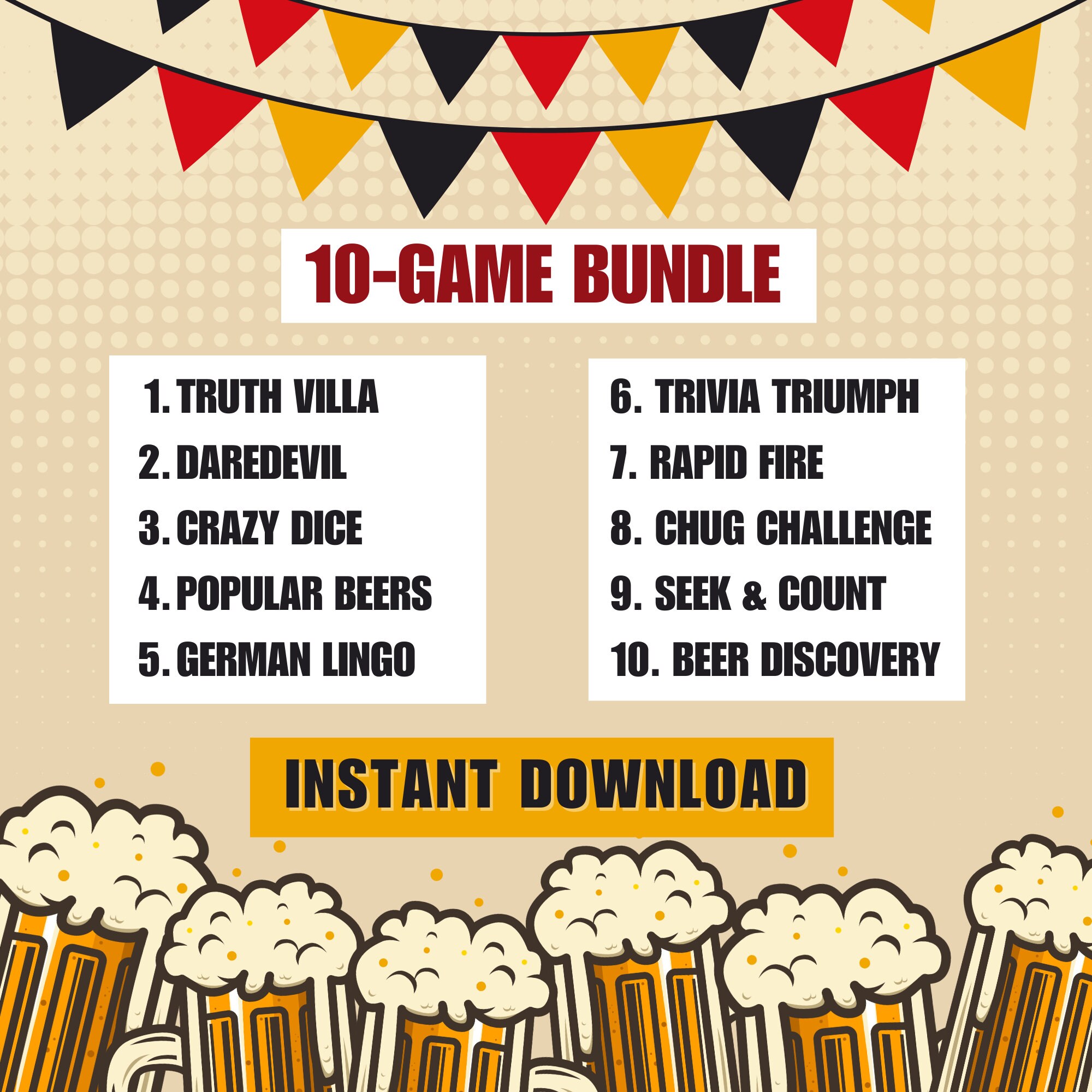 Oktoberfest Game, Printable Oktoberfest Game, Beer Festival Game