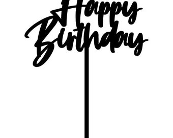 Cake topper "Happy Birthday" # 11. Laser cutting files cdr, dxf, ai, pdf, svg, jpg.