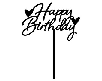 Cake topper "Feliz Cumpleaños" # 3. Archivos de corte por láser cdr, dxf, ai, pdf, svg, jpg.