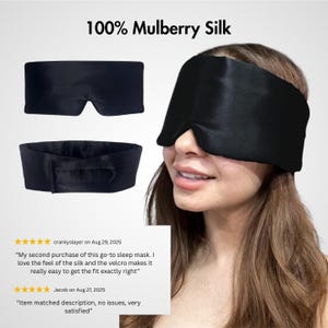 Mulberry Silk Sleep Mask: 22 Momme Luxury, Adjustable Strap Eye Mask image 7