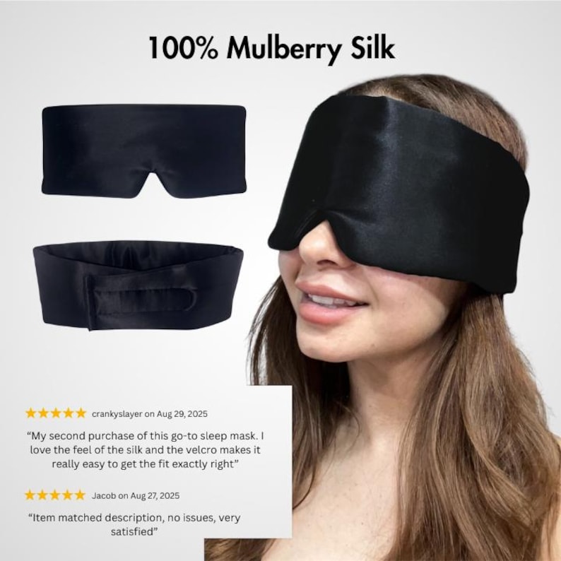Mulberry Silk Sleep Mask: 22 Momme Luxury, Adjustable Strap Eye Mask image 7