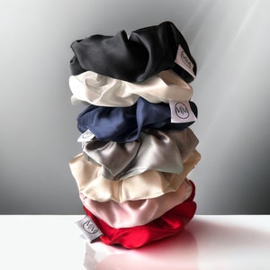 Large Mulberry Silk Scrunchies | 100% Silk, 19 Momme, 6A Grade | Luxury Hair Ties for All Hair Types