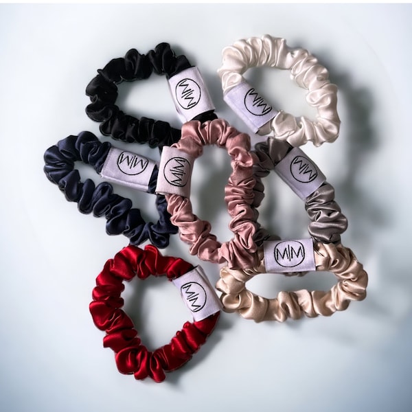 Skinny Silk Scrunchie | 100% Mulberry Silk | 19 Momme 6A Grade | Luxury Hair Ties