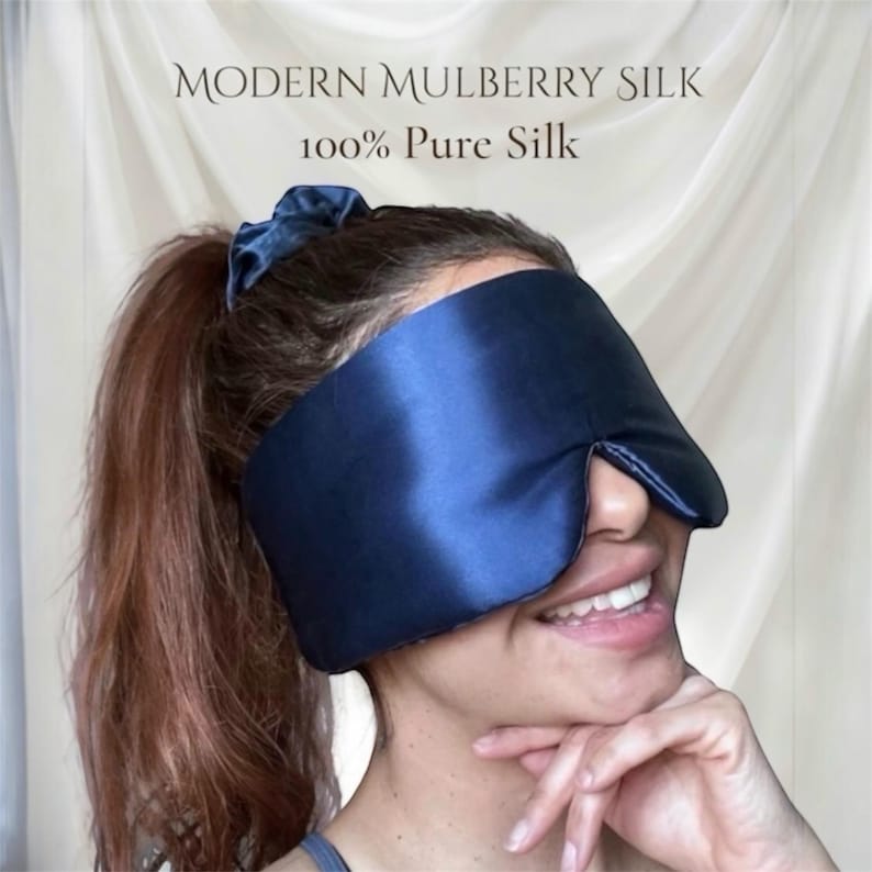 Mulberry Silk Sleep Mask: 22 Momme Luxury, Adjustable Strap Eye Mask image 2