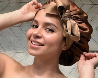 Sovmössa i 100 % mullbärssilke – 22 momme vändbar sovmössa/hatt, justerbar håromslag i siden med dubbla lager