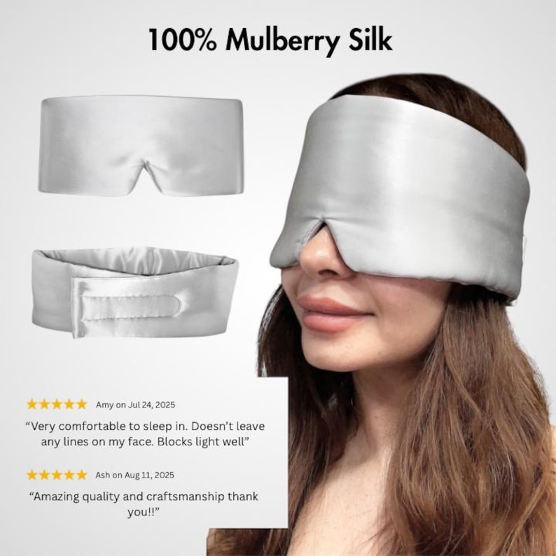 Mulberry Silk Sleep Mask: 22 Momme Luxury, Adjustable Strap Eye Mask image 5