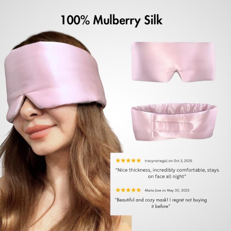 Mulberry Silk Sleep Mask: 22 Momme Luxury, Adjustable Strap Eye Mask image 4