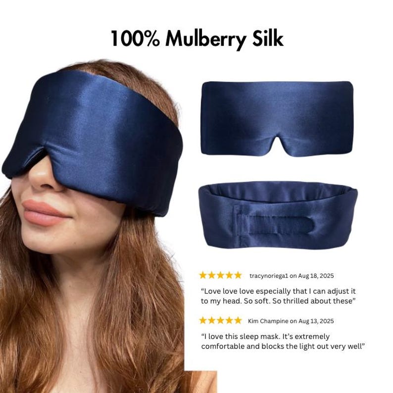 Mulberry Silk Sleep Mask: 22 Momme Luxury, Adjustable Strap Eye Mask image 6