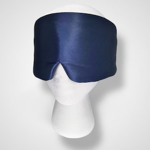 Mulberry Silk Sleep Mask: 22 Momme Luxury, Adjustable Strap Eye Mask Navy Blue