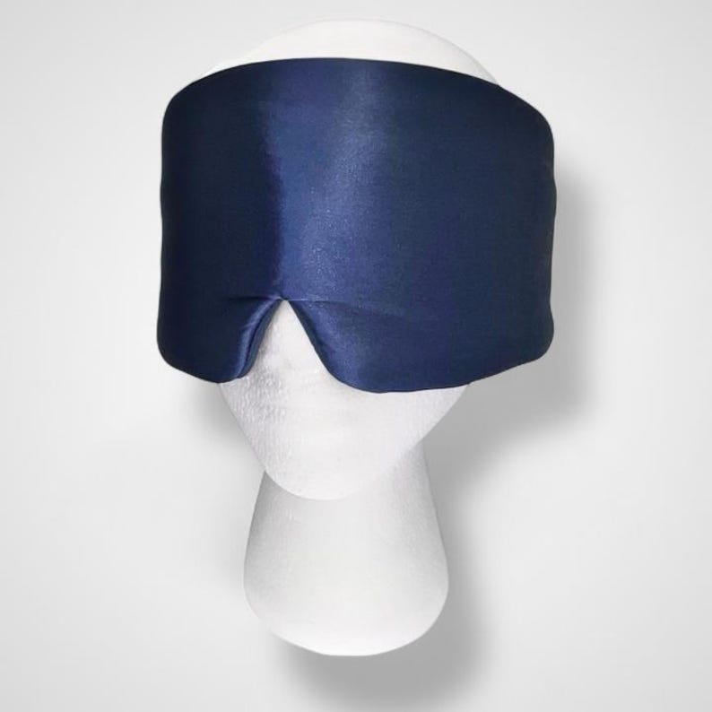 Mulberry Silk Sleep Mask: 22 Momme Luxury, Adjustable Strap Eye Mask Navy Blue