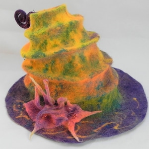 Witch Hat,Wizard Hat,Felt Cap,Magic mystery hat,Pixie hat,rainbow hat,Fairy hat,costume witch,sauna hat