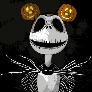 Jack Skellington com orelhas de abóbora de Mikey SVG digital nbc Mickey Main Street Tim Henry zero