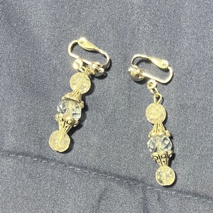 Colored Crackle and Glass Bead Clip-On Earrings