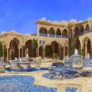 Orientalist Blue Courtyard