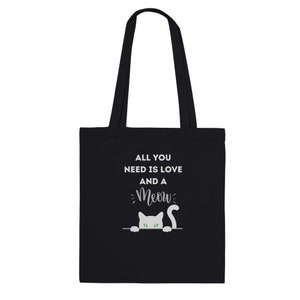 Carrying bag cat All you need Meow cat love jute bag shopping bag cotton bag cat bag gift for cat lovers