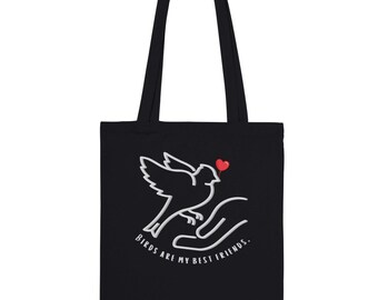 Bolsa de transporte amigo pájaro Los pájaros son mis mejores amigos alimentando a los pájaros bolsa de yute bolsa de compras bolsa de algodón bolsa de tela