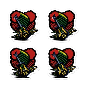 Reggae Guitar Sticker 4pack