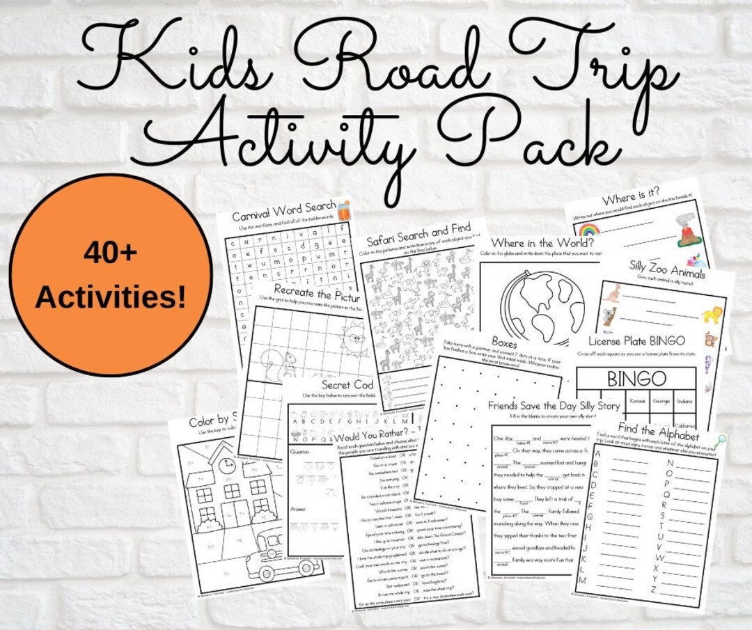 Road Trip Activity Pack for Kids, Travel Activity Pack, Kids Activities, on the Go Activities