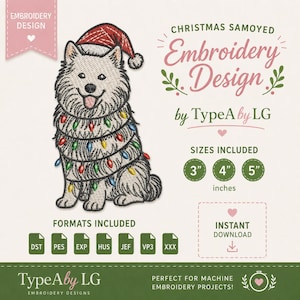 Samoyed Christmas Embroidery File