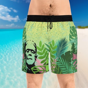 Tropical Frank Men's Swim Trunks horror zwembroek mens horror badpak monster zwembroek uniek horror monster cadeau voor hem