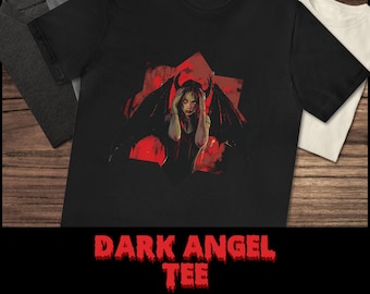 Dark Angel tee unisex horror tshirt voor haar gotische punk tee cadeau engel duivel tee voor haar punk grafische slechte engel horror tshirt cadeau voor hem