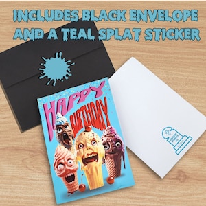 Tarjeta de cumpleaños IceSCREAM tarjeta de cumpleaños espeluznante para él tarjeta de helado aterrador para su tarjeta de cumpleaños de terror para su regalo de cumpleaños de tarjeta de arte de comida aterradora