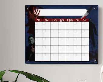 Halloween dry erase acrylic calendar horror home decor horror gift for couples Michael Dry erase wall calendar horror movie fan gift