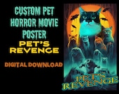 Pet's Revenge Custom Pet Movie Poster personalized pet portrait horror movie poster scary cat gift horror poster dog gift custom pet gift