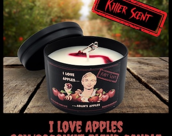 I Love Apples Candle – Macintosh Apple Scented Soy & Coconut Wax, Jeffrey Dahmer-Inspired True Crime Horror Decor